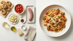 Fettuccine con gambi di carciofi e salsiccia: sugo rustico e cremoso senza panna